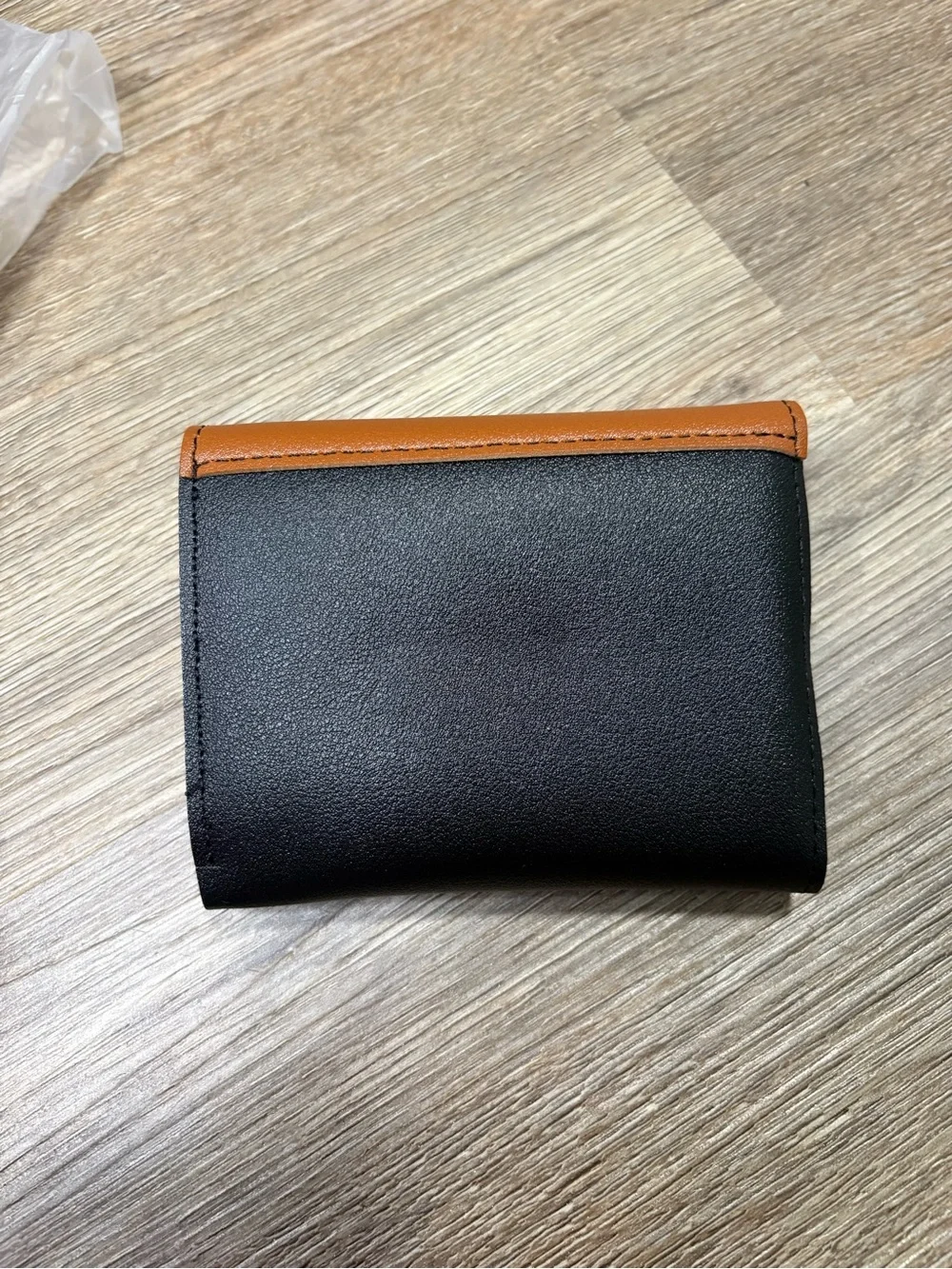 Forever Memory Color Block Trifold Wallet Cat Clasp NWT Korean Style Black/Brown